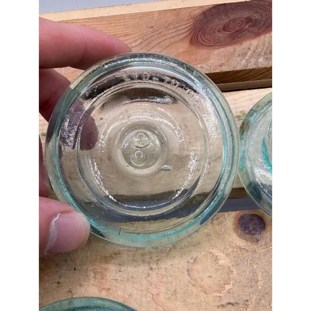 Lot of 6 Vintage Aqua Glass Canning Jar Lids